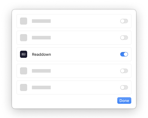 Quick Look extensions list with Readdown enabled